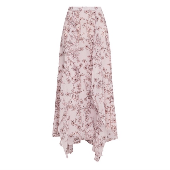 BCBG Maxazria Pink Floral Chiffons Long Skirt - Picture 4 of 5